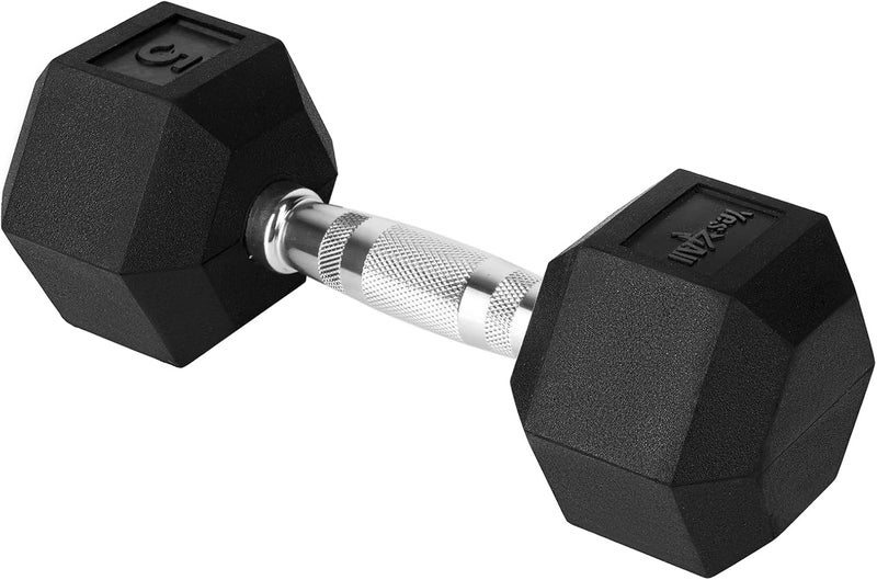 Yes4All Chrome Grip Encased Hex Dumbbells – Hand Weights With Anti-Slip 5-50 LBS Single - Image 1